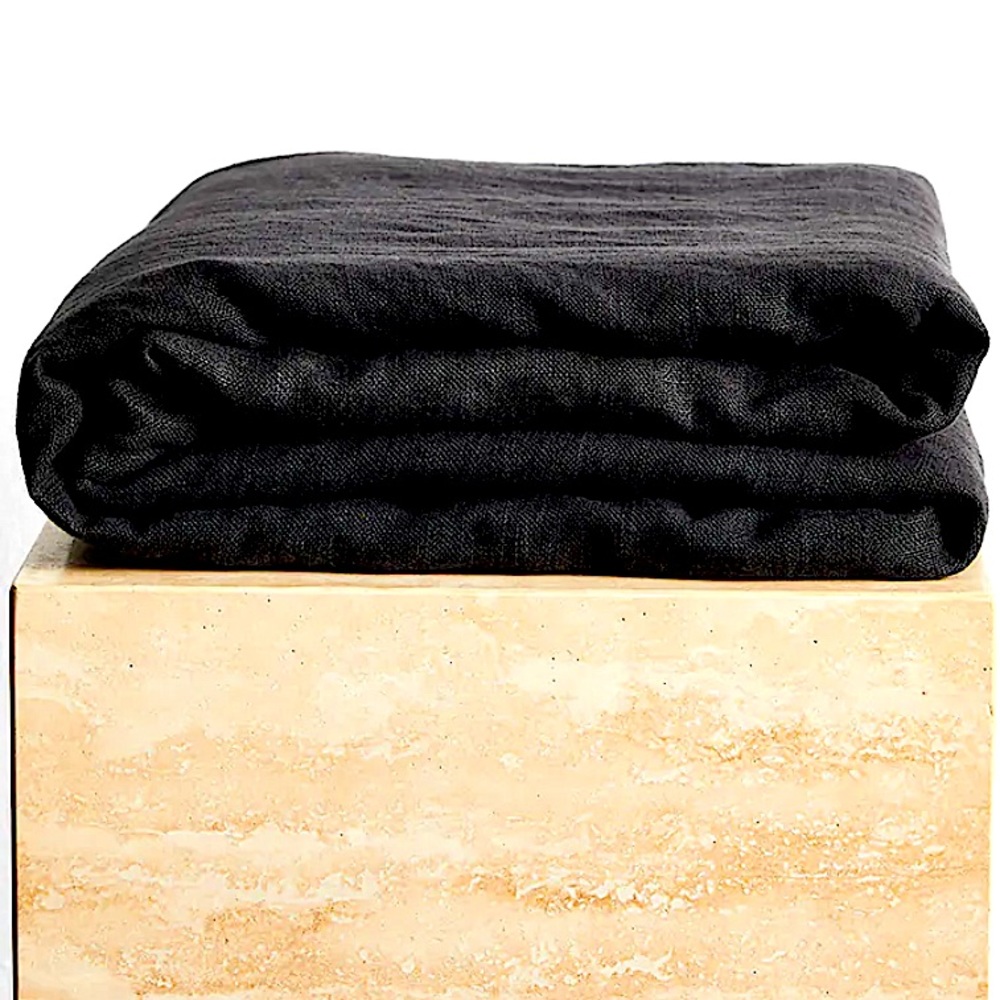 Bed Threads Charcoal 100% French Flax Linen Throw - Queen